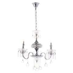 Люстра классическая цвета хром со стеклянным декором и 3 прозрачными плафонами (OU020/3/chrom) (OU020/3/chrom)