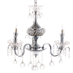 Люстра классическая цвета хром со стеклянным декором и 3 прозрачными плафонами (OU020/3/chrom) (OU020/3/chrom)