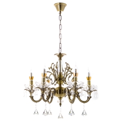 Люстра бронзового цвета с 6 плафонами и хрустальными украшениями. (OU108/6) (OU108/6)