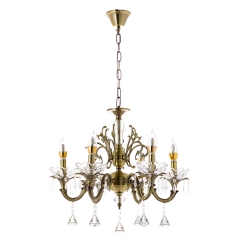 Люстра бронзового цвета с 6 плафонами и хрустальными украшениями. (OU108/6) (OU108/6)