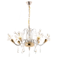 Люстра классическая бело-золотая с хрусталём (6 ламп) (OU137/6) (OU137/6)