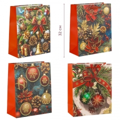 Подарочный пакет "Новогоднее сияние", 26*32 см * Рандомный выбор дизайна (9263-002)