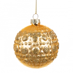 Елочная игрушка "Шар золотистый", 8см (026NB)