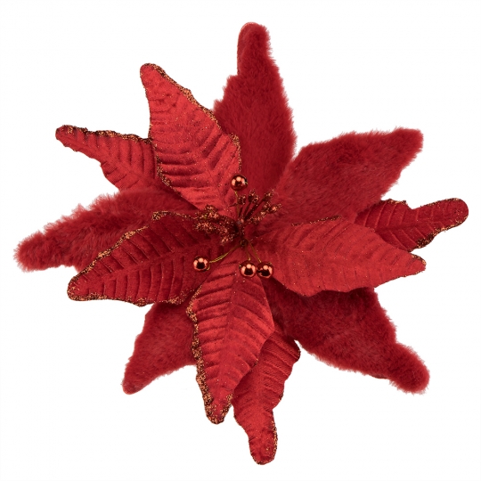 Декоративна квітка "Пуансетія", червона, 32см. (2010-051)