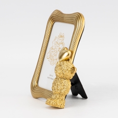 Фоторамка "Ведмежатко з серцем", золота, 15,5*19,5 см (2023-008)