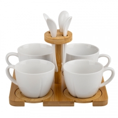 Набор кружек с бамбуковой подставкой "Английское чаепитие", 200 мл (00BR-4004-002/3)