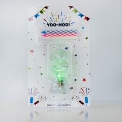 Набір свічок для торта "3", світиться, 7,5 см (9074-083)