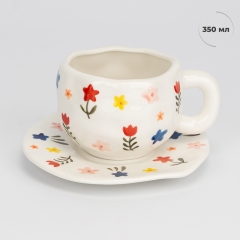 Чашка з блюдцем "Весняний сад", 350 мл (9295-002)