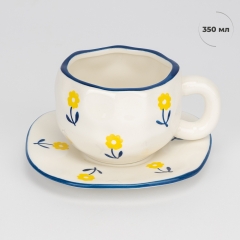 Чашка з блюдцем "Сонячна ромашка", 350 мл (9295-003)