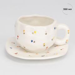 Чашка з блюдцем "Літні квіти", 350 мл (9295-006)