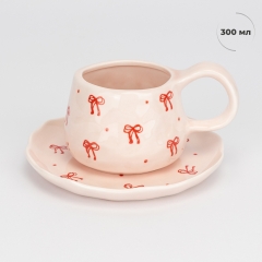 Чашка з блюдцем "Рожевий аромат", 300 мл (9295-009)