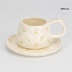 Чашка з блюдцем "Ніжний цвіт", 300 мл (9295-011)