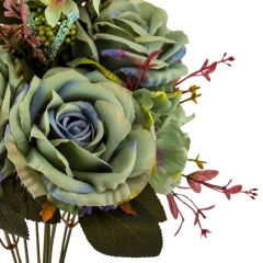 Букет "Цветочный коктейль" (7 бутонов роз, 4 гортензии), зеленый, 51 см (9207-003)
