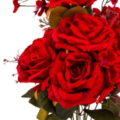 Букет "Цветочный коктейль" (7 бутонов роз, 4 гортензии), красный, 51 см (9207-001)