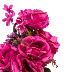 Букет "Цветочный коктейль" (7 бутонов роз, 4 гортензии), фуксия, 51 см (9207-004)