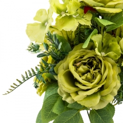 Букет "Цветочный коктейль" (7 бутонов роз, 4 гортензии), зеленый, 51 см (9207-013)
