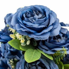 Букет "Цветочный коктейль" (7 бутонов роз, 4 гортензии), синий, 51 см (9207-014)