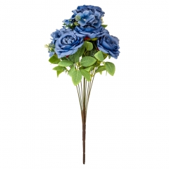 Букет "Цветочный коктейль" (7 бутонов роз, 4 гортензии), синий, 51 см (9207-014)