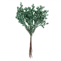 Декоративная ветка "Заснеженные листья" зеленая (2010-101)
