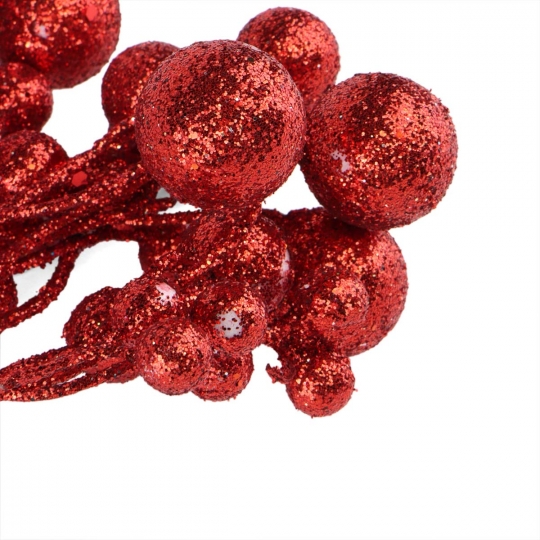 Декоративна гілка "Цукрові намиста" червона (2010-112)