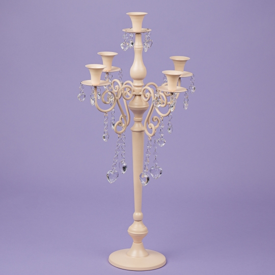 Підсвічник на 5 свічок з кристалами, кремовий (66см.) (2011-022)