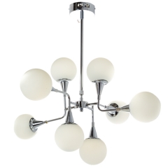 Люстра з 8 круглими сферами білого кольору (OK003/8/silver)