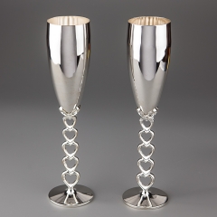 УЦЕНКА Свадебные бокалы "Серебренные сердечки" (нужно натереть) (028G)