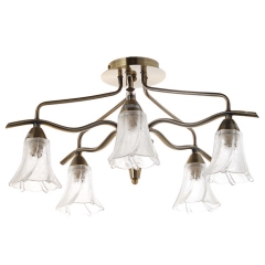 Люстра припотолочная бронзовая с 5 прозрачными плафонами из стекла (VS010/5) (VS010/5)