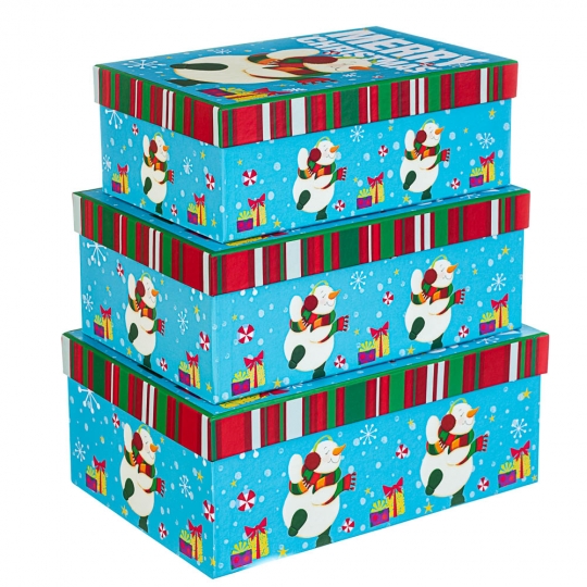 Набір з 3 коробок "Новорічний сніговик" 28*20*11 (8210-003)