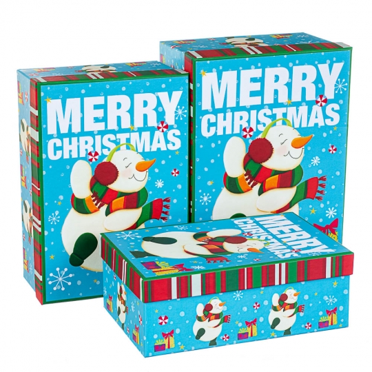 Набір з 3 коробок "Новорічний сніговик" 28*20*11 (8210-003)