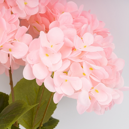 Букет гортензій, 5 бутонів, світло-рожевий, 48 см (2026-008/pink)