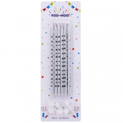 Набор свечей для торта "Звезды", серебряные, 13 см (9181-002)