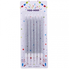 Набір свічок для торта "Сяючі моменти", срібні, 11 см (9181-008)