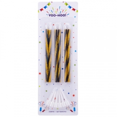 Набір свічок для торта "Переливи радості", чорно-золоті, 11 см (9181-013)