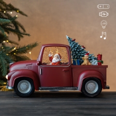 Новорічний ліхтар з підсвіткою та музикою "Червоне авто", 17 см (9240-024)