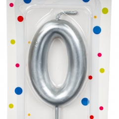 Свеча для торта, серебро "0" (8226-001)