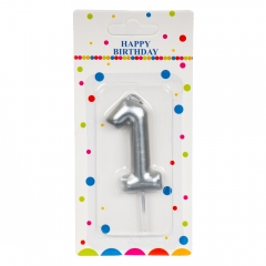 Свеча для торта, серебро "1" (8226-002)