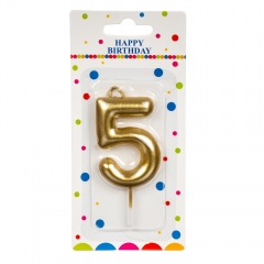 Свічка для торта, золото "5" (8226-009)