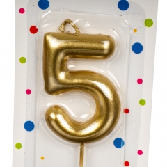 Свічка для торта, золото "5" (8226-009)