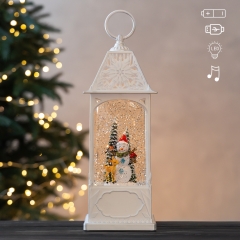 Новорічний ліхтар з підсвіткою та музикою "Сяючий сніговик", 31,5 см (9240-004)