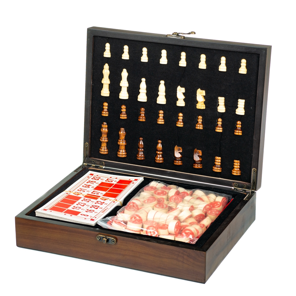 Игровой набор 2 в 1 (шахматы, бинго) (8718-004), Дерево, Elisey