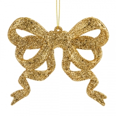 Елочная игрушка "Блестящий бантик", золотая, 12 см (6041-002)