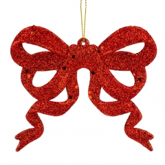 Елочная игрушка "Блестящий бантик", красная, 12 см (6041-003)