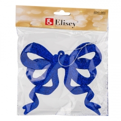 Елочная игрушка "Блестящий бантик", синяя, 12 см (6041-004)