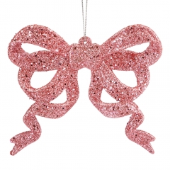 Елочная игрушка "Блестящий бантик", розовая, 12 см (6041-005)