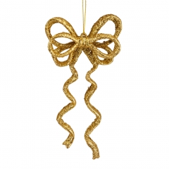 Елочная игрушка "Блестящий бантик", золотая, 17 см (6041-007)