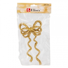 Елочная игрушка "Блестящий бантик", золотая, 17 см (6041-007)