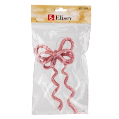 Елочная игрушка "Блестящий бантик", розовая, 17 см (6041-009)