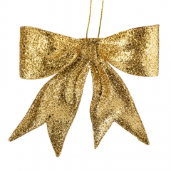 Елочная игрушка "Блестящий бантик", золотая, 11 см (6041-011)