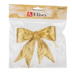Елочная игрушка "Блестящий бантик", золотая, 11 см (6041-011)